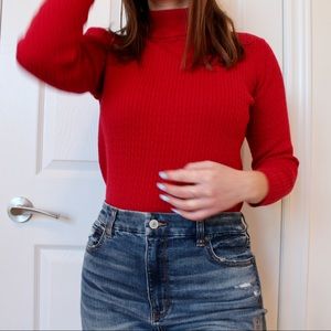 Vintage Red Knitted Turtleneck